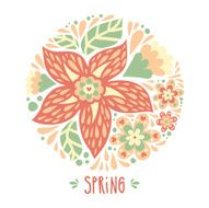 Pastel background with a circle of flowers