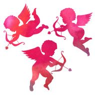 watercolor silhouette of an angel watercolor painting on white background