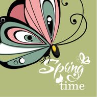 Flying butterfly lettering background Vector illustration