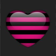 Glossy Emo Heart Pink and Black Stripes