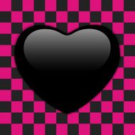 Valentines Day Glossy Emo Heart Pink and Black Checkers