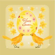 Gold birds and easter eggs vector