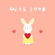 Love card rabbit with heart