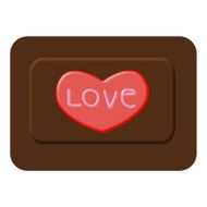 Red heart symbol on chocolate
