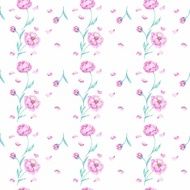 White pattern with watercolor peony N2