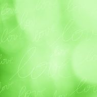 Green color love word illustration background