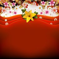 Red background with flowers