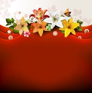 Red background with roses