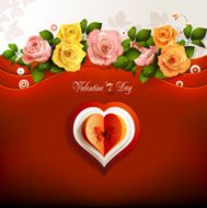Valentine's day card with roses and hearts
