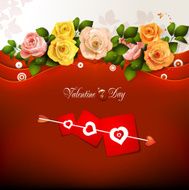 Valentine's day card with flowers and hearts