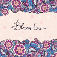 Floral cute vector invitation card with colorful plants and flowers N2