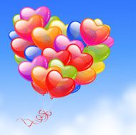 Colorful Heart Shaped Balloons in the sky