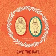 Beautiful Save the Date card in vintage style