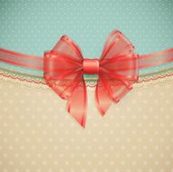 Red transparent bow on vintage background