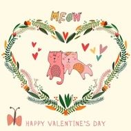 Happy Valentine's Day card in bright colors Awesome floral roma N2