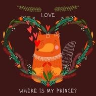 Where is my prince?- bright concept card in vector N2