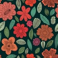 Vector seamless pattern of cute flowers N2