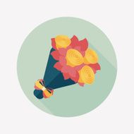 Valentine's Day flower flat icon with long shadow eps10 N31