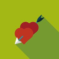 Valentine's Day love heart flat icon with long shadow eps10 N20