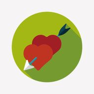 Valentine's Day love heart flat icon with long shadow eps10 N23