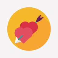 Valentine's Day love heart flat icon with long shadow eps10 N24