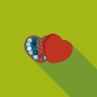 Valentine's Day chocolate flat icon with long shadow eps10 N13