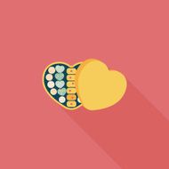 Valentine's Day chocolate flat icon with long shadow eps10 N14