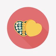 Valentine's Day chocolate flat icon with long shadow eps10 N18