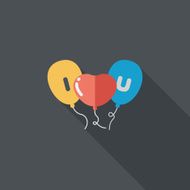Valentine's Day ballons flat icon with long shadow eps10 N10