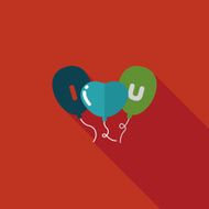 Valentine's Day ballons flat icon with long shadow eps10 N11