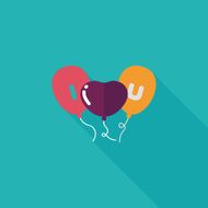 Valentine's Day ballons flat icon with long shadow eps10 N12