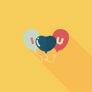 Valentine's Day ballons flat icon with long shadow eps10 N13