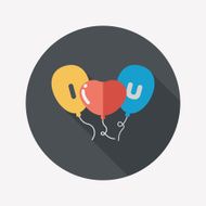 Valentine's Day ballons flat icon with long shadow eps10 N14