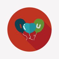 Valentine's Day ballons flat icon with long shadow eps10 N15