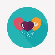Valentine's Day ballons flat icon with long shadow eps10 N16