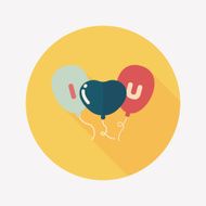 Valentine's Day ballons flat icon with long shadow eps10 N17