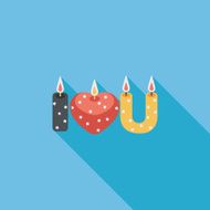 Valentine's Day candle flat icon with long shadow eps10 N19