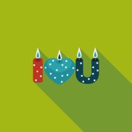 Valentine's Day candle flat icon with long shadow eps10 N20