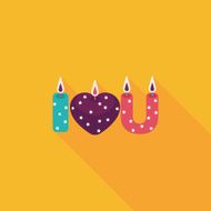 Valentine's Day candle flat icon with long shadow eps10 N21