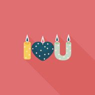 Valentine's Day candle flat icon with long shadow eps10 N22