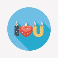 Valentine's Day candle flat icon with long shadow eps10 N23