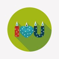 Valentine's Day candle flat icon with long shadow eps10 N24