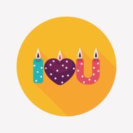 Valentine's Day candle flat icon with long shadow eps10 N25
