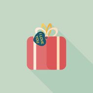 Valentine&#039;s Day present flat icon with long shadow eps10 N50