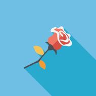 Valentine's Day flower flat icon with long shadow eps10 N32