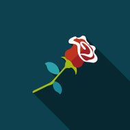 Valentine's Day flower flat icon with long shadow eps10 N33