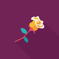 Valentine's Day flower flat icon with long shadow eps10 N34