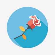 Valentine's Day flower flat icon with long shadow eps10 N36