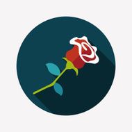 Valentine's Day flower flat icon with long shadow eps10 N37