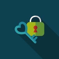 Valentine's Day lover lock flat icon with long shadow eps10 N10